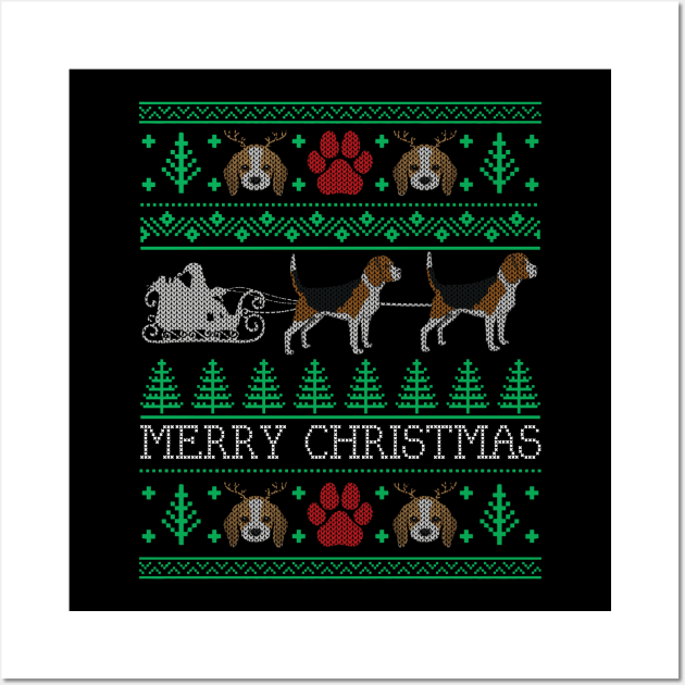 Christmas Beagle Dog Lovers Owners Beagle Ugly Christmas Sweater Wall Art by mrsmitful01